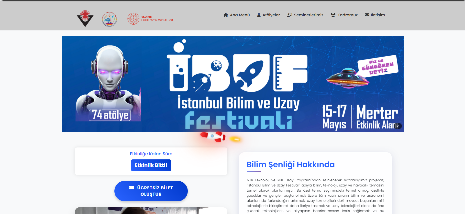 İstanbul Bilim ve Uzay Festivali Web Sayfası